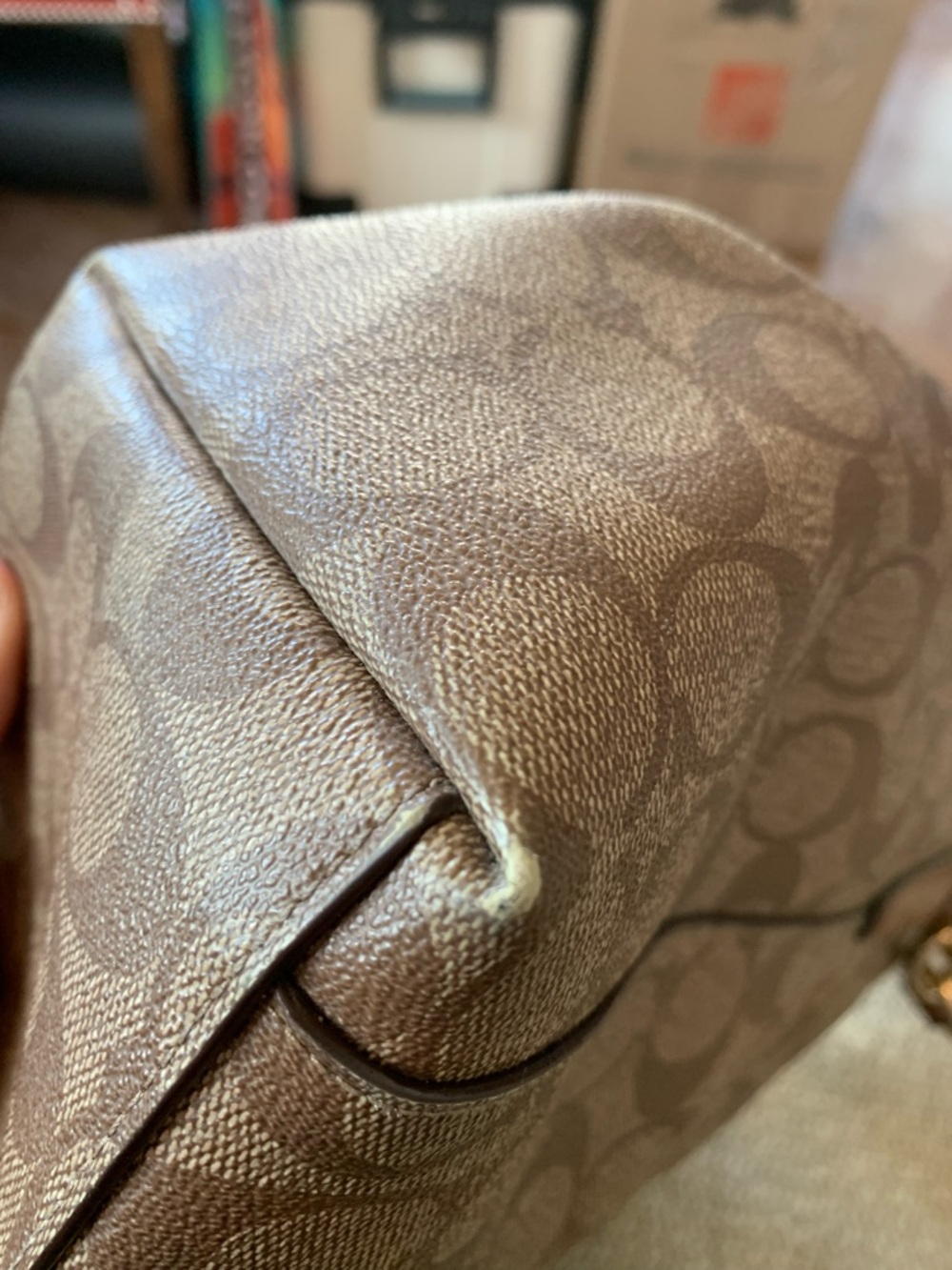 Coach Brown Signature Canvas Tote with Leather Trim - Picture 10 of 10